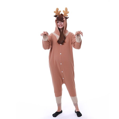 

Adulto Pijama kigurumi Vestuário de Noite Camuflagem Rena Animal Rena Animal Pijamas Macacão Uma Peça fibra de poliéster Cosplay Para Homens e Mulheres Baile de Máscaras Pijamas Animais desenho