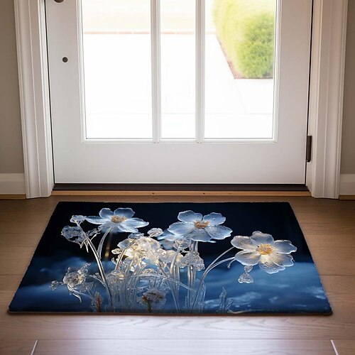 

Ice Flowers Doormat Non-Slip Oil Proof Rug Indoor Outdoor Mat Bedroom Decor Bathroom Mat Entrance Rug Door Mat