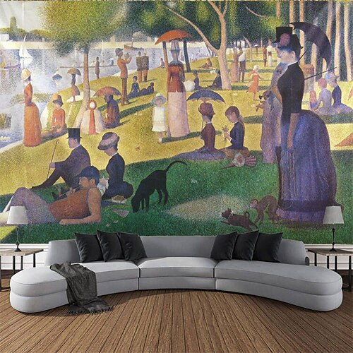 

George seurat pintura tapeçaria suspensa arte de parede grande tapeçaria mural decoração fotografia pano de fundo cobertor cortina casa quarto decoração de sala de estar