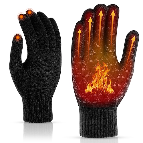 

Heated Gloves, Electric Winter Gloves for Men and Women, USB Mitten Hand Touch Screen Adjustable Thermal Warm Washable Design Knit Laptop Gloves for Running Driving Hiking