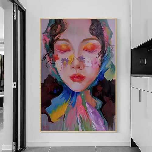 

Girl Oil Painting Handpainted Canvas Original Beautiful Woman Wall Art Texture Painting Handmade Girl Art Gorgeous Painting Unique Gift for Home Rolled Canvas No Frame