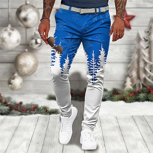 

Новогодняя ёлка Деловые На каждый день Муж. 3D печать Рождественские штаны Костюм Брюки на открытом воздухе На каждый день Уличная одежда Полиэстер Винный Синий Оранжевый S M L Нормальная Эластичность