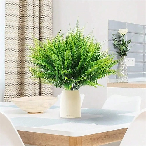 

2PCS/5PCS Artificial Plant Green Persian Fern Leaves Room Decor Fake Plant Plastic Leaf Grass Home Wedding Party Table Balcony Decoration