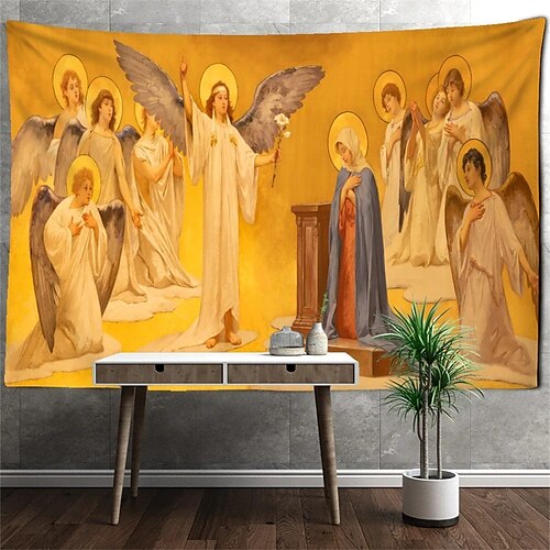 

Arte religiosa vintage pendurada tapeçaria floral arte de parede grande tapeçaria mural decoração fotografia pano de fundo cobertor cortina casa quarto sala de estar decoração