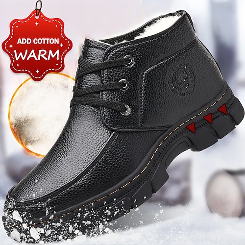 

Herren Stiefel Abendschuhe Winterstiefel Fleece-Futter Brautkleider schlicht Outdoor Täglich PU Warm Atmungsaktiv Komfortabel Halbschuhe Fußset schwarz Träger schwarz Herbst Winter