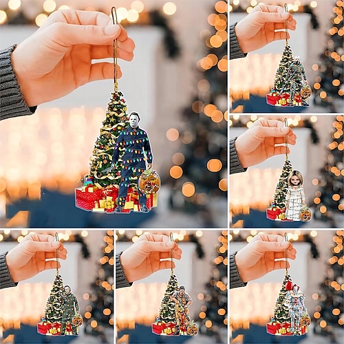 

Adornos para árbol de Navidad, decoraciones colgantes acrílicas 2d, adorno de Navidad 2023, manualidades, adorno colgante, suministros festivos para fiestas de Año Nuevo, decoración colgante para