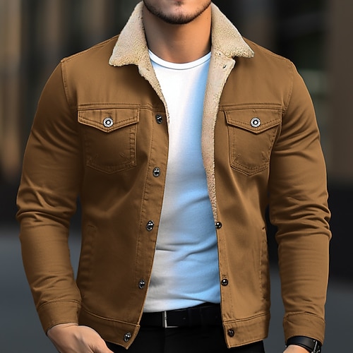 

Hombre Chaqueta de lana Chaqueta tipo cargo Chaqueta Exterior Ropa Cotidiana Templado Bolsillo Otoño Invierno Plano Moda Ropa de calle Diseño Regular Negro Marrón Verde Ejército Azul Oscuro Gris