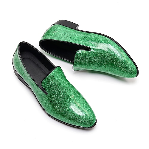 

Men's Loafers Slip-Ons Casual Shoes Dress Shoes Plus Size British Christmas Xmas Patent Leather Comfortable Slip Resistant Loafer Red Blue Green Spring Fall