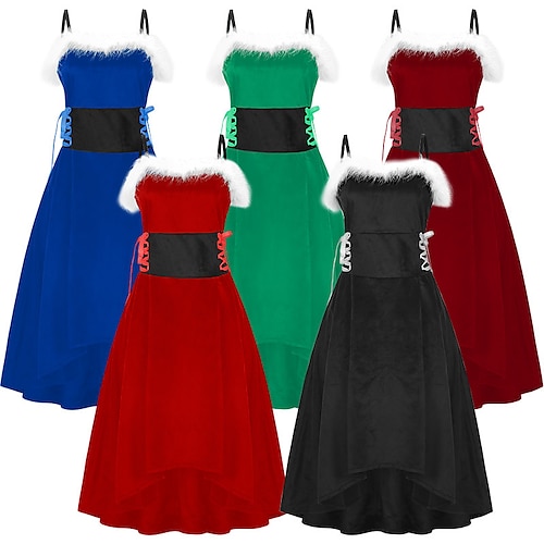 

Papá Noel Mrs.Claus Vestido de fiesta vestido de navidad de lujo Mujer Navidad Navidad Año Nuevo Nochebuena Adulto Fiesta Navidad Víspera de año nuevo Poliéster Vestido