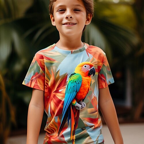 

Karneval Jungen 3D-Vogel-T-Shirt Kurzarm 3D-Druck Sommer Frühling Aktiv Sport Mode Polyester Kinder 3–12 Jahre Rundhalsausschnitt Outdoor Casual Alltag Normale Passform