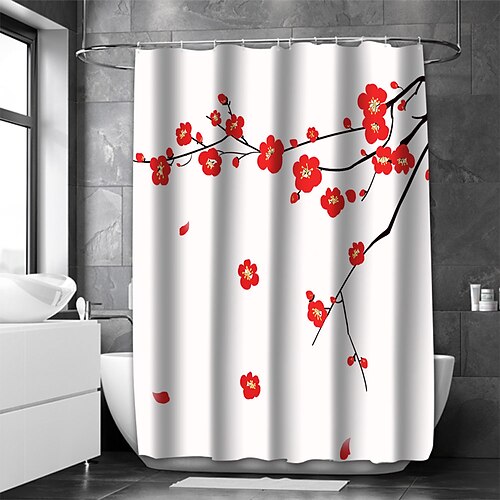 

Valentine's Day Bathroom Deco Shower Curtain with Hooks Bathroom Decor Waterproof Fabric Shower Curtain Set with12 Pack Plastic Hooks
