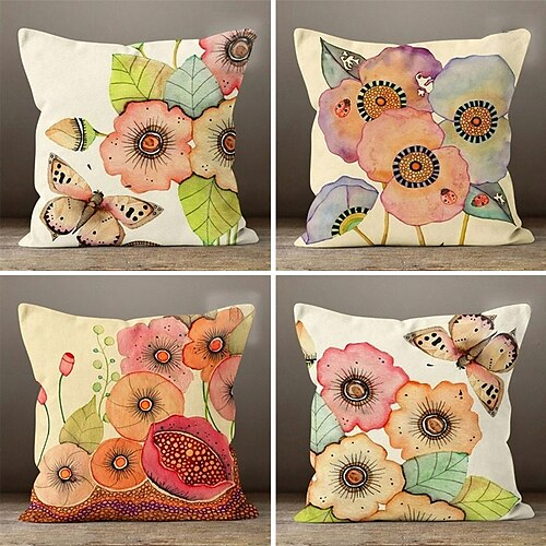 

Capa de almofada dupla face floral colorida, 1 peça, macia, decorativa, quadrada, fronha para quarto, sala de estar, sofá, cadeira