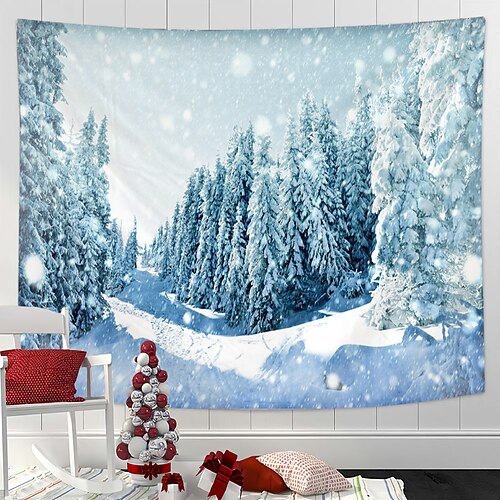 

Paysage de neige suspendu tapisserie mur art montagne grande tapisserie décor mural photographie toile de fond couverture rideau maison chambre salon décoration