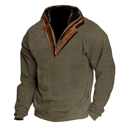 

Homme Sweat shirt Sweat-shirt quart de fermeture éclair Vert Véronèse Bleu Roi Kaki Gris Col Mao Bloc de couleur Patchwork Sport Loisir du quotidien Vacances Vêtement de rue basique Décontractées