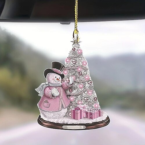 

1pc noël, pendentif décoratif acrylique 2d, voiture, sac et accessoires clés, pendentif de décoration de rétroviseur intérieur, ornement d'arbre de noël