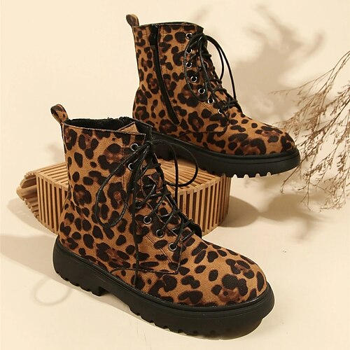 

Mujer Botas Tallas Grandes Exterior Diario Leopardo Botines Botines Invierno Cremallera Tacón Plano Dedo redondo Casual Confort Minimalismo PU Cremallera Amarillo Azul Morado