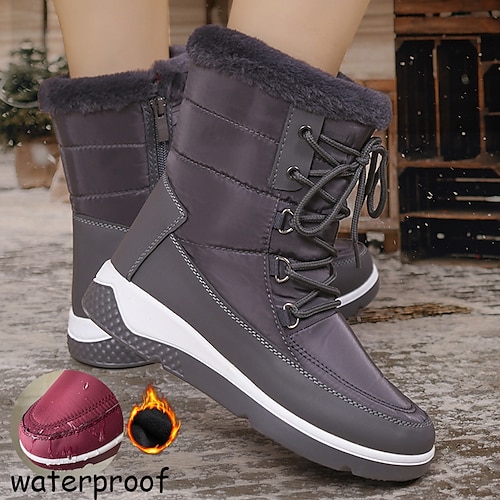 

Femme Bottes Bottes de neige Bottes imperméables Grandes Tailles Extérieur du quotidien Bloc de couleur Bottines Bottines Hiver Plateau Talon Plat Bout rond Mode Sportif Décontractées Faux Cuir Lacet