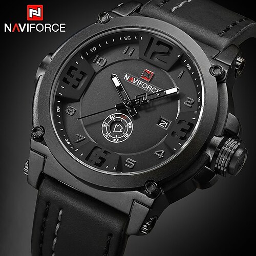 

Naviforce Herrenuhren Sport Militär Quarzuhr Lederarmband Armbanduhr wasserdicht Herrenuhr Relogio Masculino