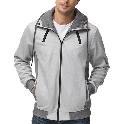 

Homens Moletom Full Zip Hoodie Cinza Claro Cinzento Escuro Bege Com Capuz Bloco de cor Patchwork Desportos e Ar livre Diário Feriado Roupa de rua Legal Casual Primavera Outono Roupa Moletons