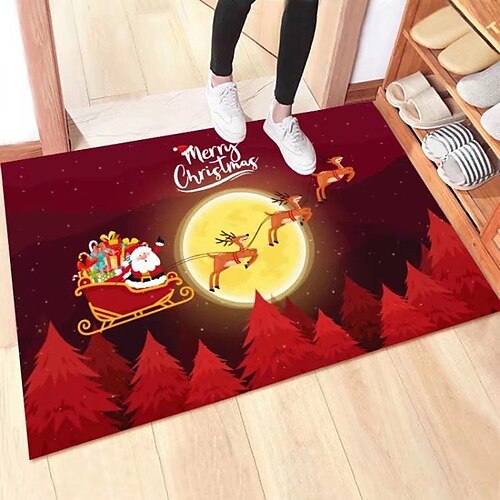 

Felpudo navideño, decoración navideña, regalo para el hogar, dormitorio, mesita de noche, alfombra para pies de árbol de Navidad de dibujos animados