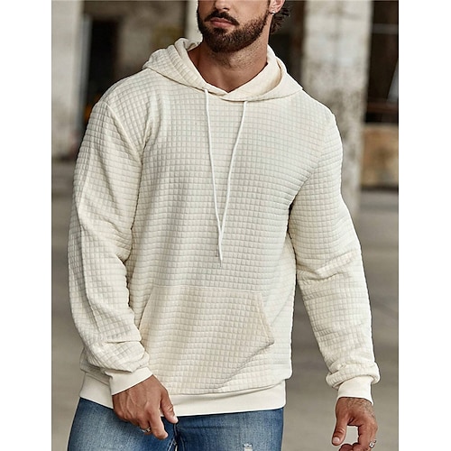 

Hombre Sudadera Beige Con Capucha Plano Bolsillo Deporte Diario Festivos Ropa de calle Fresco Casual Primavera Otoño Ropa Sudaderas con capucha Sudaderas