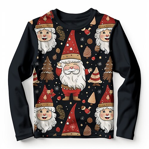 

navidad niños 3d santa claus camiseta manga larga impresión 3d otoño invierno deportes moda ropa de calle poliéster niños 3-12 años cuello redondo al aire libre casual diario ajuste regular