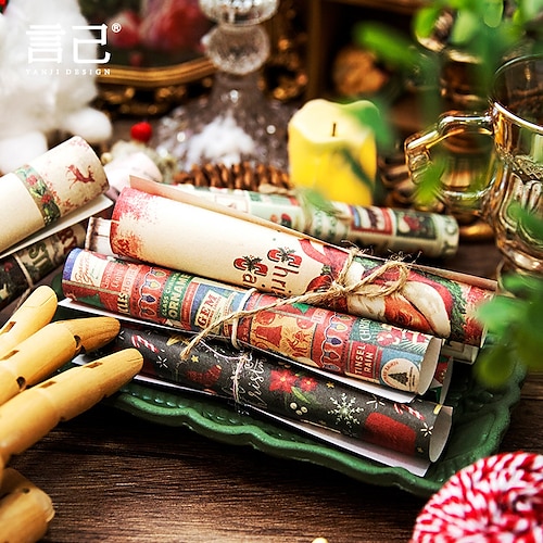 

15pcs Christmas Cards Album Series Material Paper Vintage Christmas Holiday Gift Decoration Handnet DIY Background Backing Paper