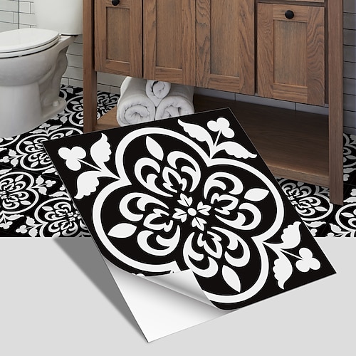 

4pcs Vinyl Tile Stickers Peel And Stick Home Decoration Wallpaper Peel And Stick Wall Stickers Thickened Waterproof Non-Slip Wear-Resistant Self-Adhesive Floor Stickers 20x20cm/30x30cm