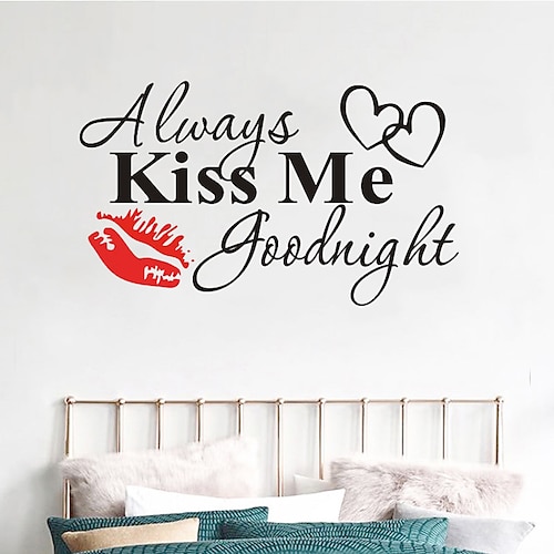 

Valentine's Day Wall Sticker English Red Lips Always Kiss Me Valentine's Day Removable Wall Sticker.