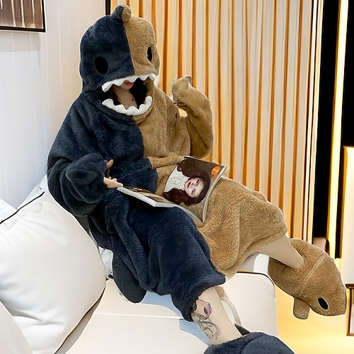 

Erwachsene Kigurumi-Pyjamas Nachtwäsche Pyjamas-Einteiler Hai Tier Tier Pyjamas-Einteiler Pyjamas Lustiges Kostüm Cosplay Für Herren und Damen Maskerade Tiernachtwäsche Karikatur