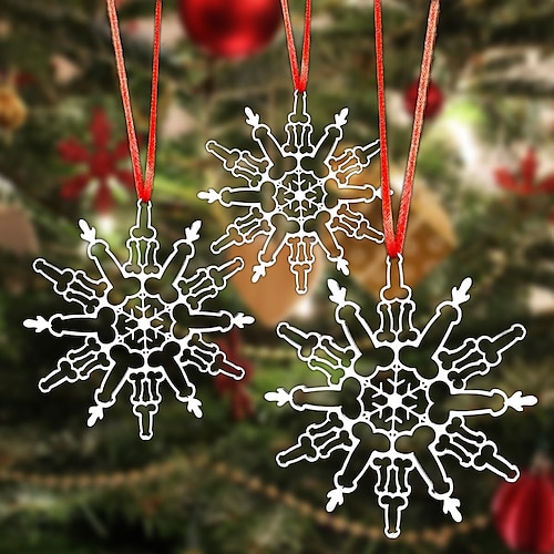 

Lustiger Schneeflocken-Ornament, Schneeflocken-Weihnachtsbaumschmuck aus Metall, lustiger Weihnachtsschmuck, Schneeflocken-Anhänger für festliche Party, Heimbüro-Dekoration, frech