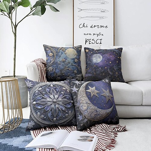 

Mond und Stern, doppelseitiger Kissenbezug, 1 Stück, weich, dekorativ, quadratischer Kissenbezug, Kissenbezug für Schlafzimmer, Wohnzimmer, Sofa, Couch, Stuhl