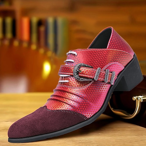 

Herren Outdoor Formale Schuhe Abendschuhe Komfort Schuhe Wanderschuhe Vintage Täglich PU Körpergröße erhöhen Halbschuhe Schwarz Rot Farbblock Herbst Winter