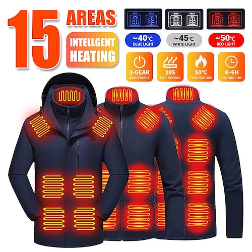 

15 zones vestes de chauffage électrique hiver hommes moto imperméable coupe-vent veste femmes chaud usb chauffage gilet manteaux vélo veste hiver chaud