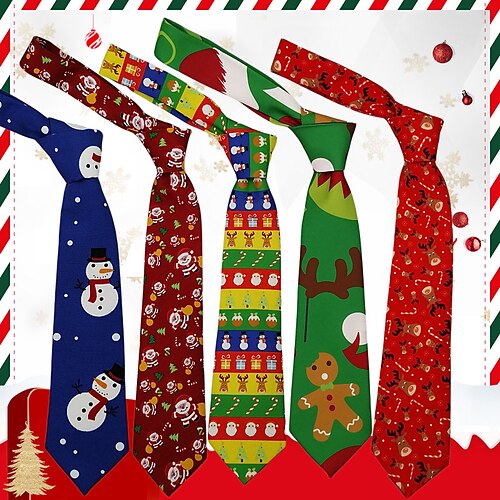 

Papai Noel Gravata de Natal Homens Mulheres Desenho Natal Natal Noite de Natal Poliéster Gravata