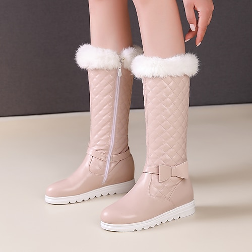 

Women's Boots Snow Boots Lolita White Shoes Outdoor Winter Hidden Heel Cute Plush Faux Leather Black White Pink