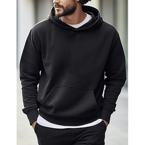 

Men's Hoodie Black Green Khaki Gray Hooded Plain Pocket Sports Outdoor Daily Holiday Streetwear Cool Casual Spring Fall Clothing Apparel Hoodies Sweatshirts