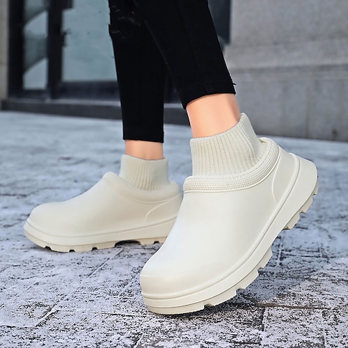 

Women's Boots Slippers Waterproof Boots Fuzzy Slippers Fluffy Slippers House Slippers Daily Indoor Solid Color Fleece Lined Booties Ankle Boots Winter Flat Heel Round Toe Casual Comfort Minimalism EVA