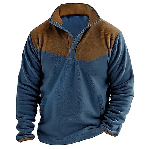 

Homens Moletom Fleece Moletom com zíper Azul Meio Zíper Bloco de cor Patchwork Desportos e Ar livre Diário Feriado Roupa de rua Casual Lã fina Outono inverno Roupa Moletons Moletons