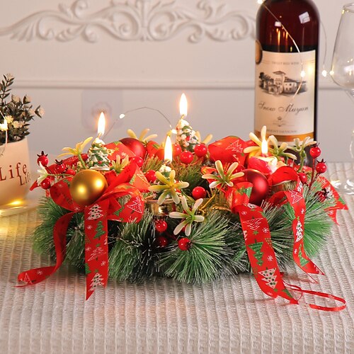 

anéis de velas de natal guirlandas de agulhas de pinheiro de frutas vermelhas artificiais coroas de velas, quatro castiçais anéis coroas com arco e enfeites de bola de natal guirlanda para porta da