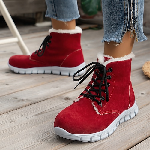 

Women's Sneakers Boots Platform Boots Snow Boots Plus Size Outdoor Daily Fleece Lined Booties Ankle Boots Zipper Wedge Heel Round Toe Fashion Sporty Comfort Faux Suede Lace-up Light Brown Dark Brown