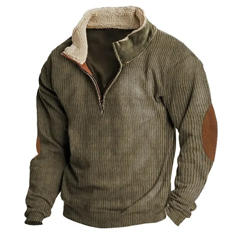 

Hombre Sudadera Sudadera con un cuarto de cremallera Marrón Media cremallera Bloque de color Retazos Deporte Diario Festivos Pana Casual Vellón fino Táctico Otoño invierno Ropa Sudaderas con capucha