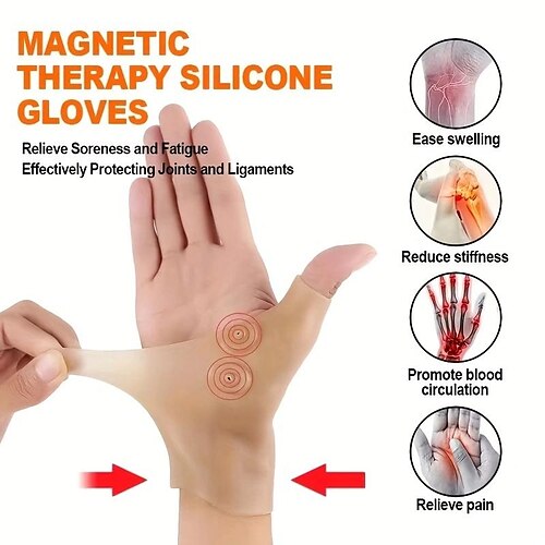 

1 unidad de soporte magnético para muñeca y pulgar, corrector de presión para artritis, guantes magnéticos de silicona, guantes para aliviar el dolor de dedos y muñecas