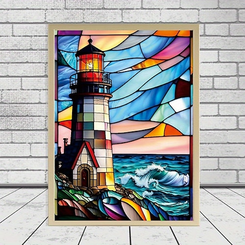 

1pc paisagem diy pintura diamante farol pintura diamante artesanato casa presente sem moldura