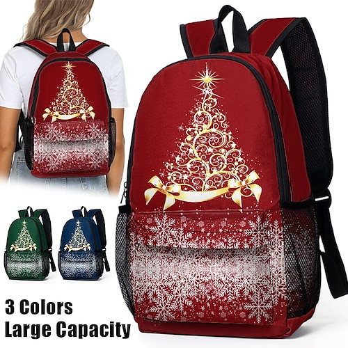 

Femme sac à dos Sac d'Ecole Cartable 3D sac à dos Extérieur Noël Bloc de couleur Arbre de Noël Polyester Grande Capacité Poids Léger Durable Fermeture Imprimé Rouge Bleu Vert