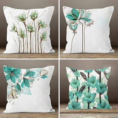 

Blue Flower Double Side Pillow Cover 1PC Soft Decorative Square Cushion Case Pillowcase for Bedroom Livingroom Sofa Couch Chair