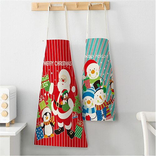 

Weihnachtsschürze, Küchenschürze für Weihnachten, Weihnachtsmann/Elch/Schneemann-Stil, Dekorationsschürze für Weihnachtsessen, Party, Kochen, Backen, Basteln, Hausreinigung