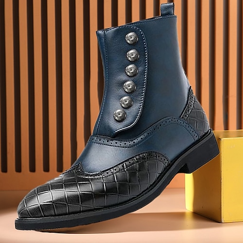 

Hombre Botas Botas con botones Zapatos formales Zapatos De Vestir Zapatos de Paseo Negocios Casual Británico Diario Oficina y carrera PU Felpa Altura Incrementando Mitad de Gemelo Cremallera Azul