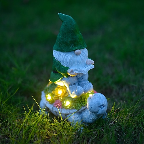 

Garden Gnomes Outdoor Statues Turtle Decor Sculpture with Solar Lights,Resin Figurines Lawn Decor Patio, Balcony, Yard Ornament -Unique Gifts for Women Mom