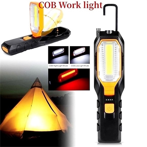 

LED Work Light Rechargeable COB Inspection Light With 4 Modes Super Bright Worklight 90Rotate Handheld Flashlight Work Lamp For Car Repair Home Use Emergency